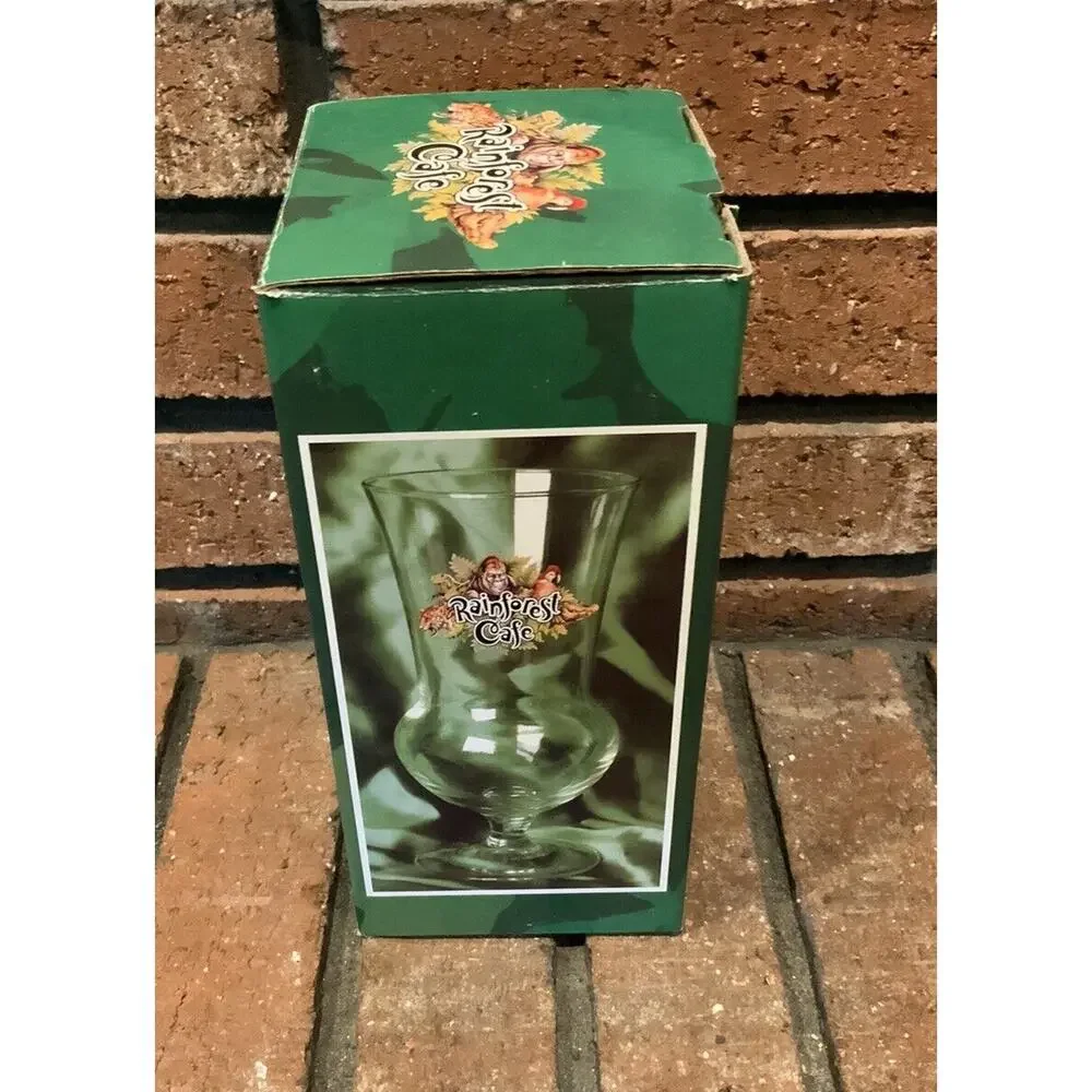 Rainforest Cafe Souvenir Chicago Hurricane Clear Cocktail Glass 8”‎ Tall